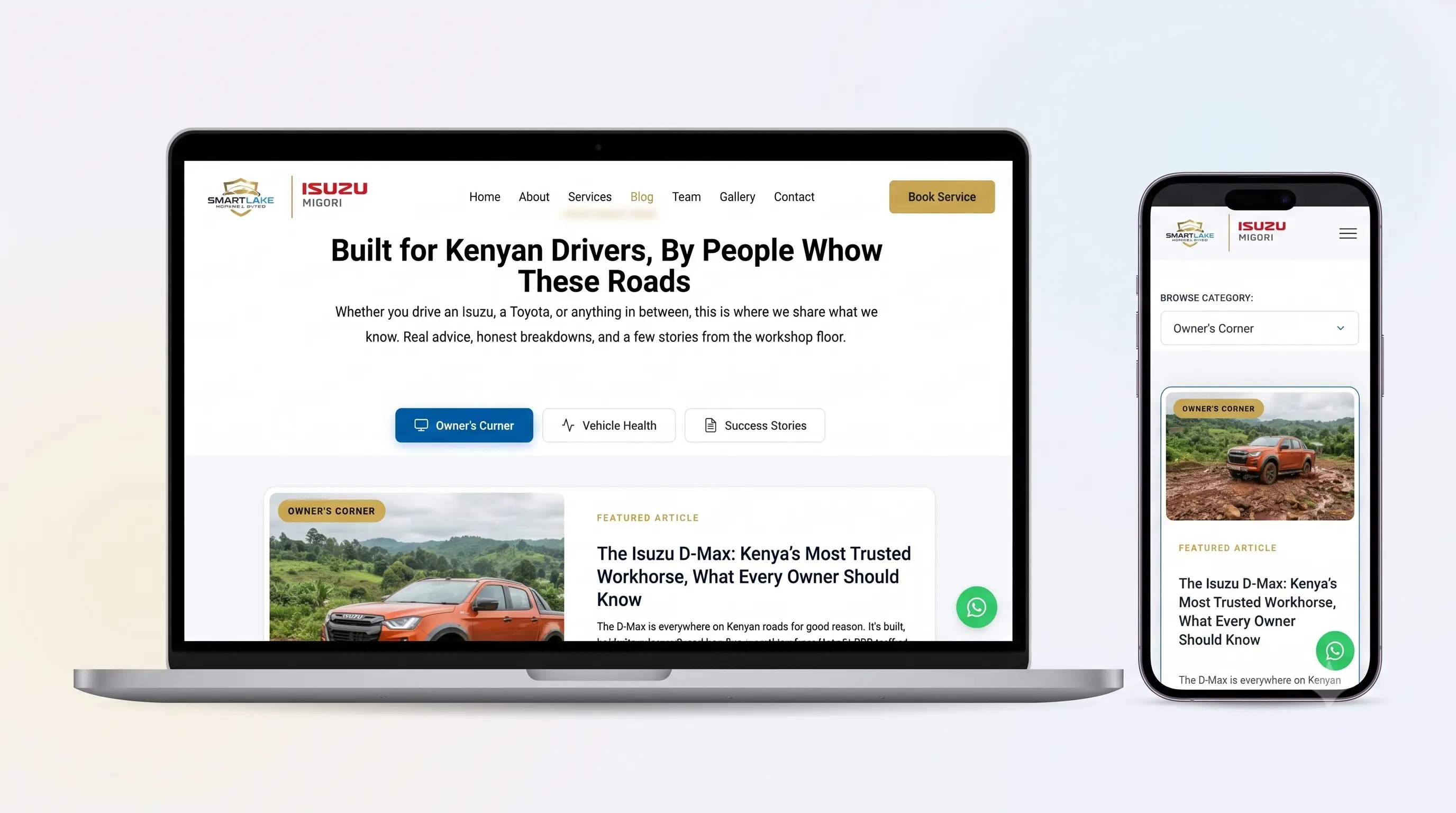 Screenshot of the Smartlake Motors website homepage built by ByteFrame